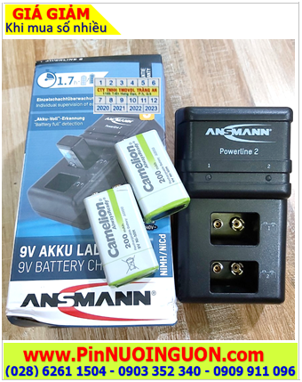 Ansman Powerline 2 _Bộ sạc kèm 2 pin sạc 9v Camelion NH-9v200ARBP1 (9v200mAh) Vỏ TRẮNG